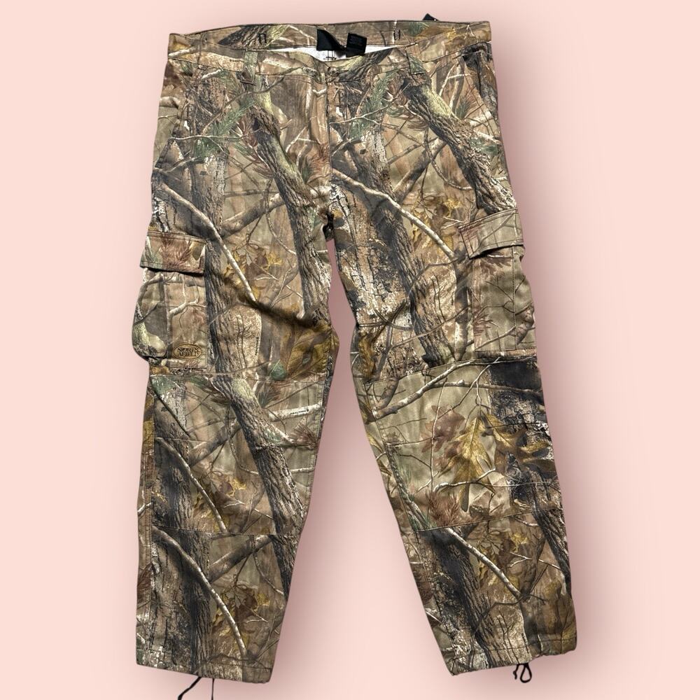 Vintage Green Realtree Camo Baggy Loose Pants 44X32 Y2K Skater XL Grunge Cargo